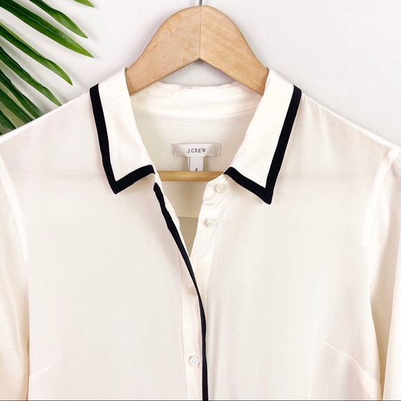 J. Crew Silk Tipped Boy Shirt with Black Piping 8 - Picture 9 of 13